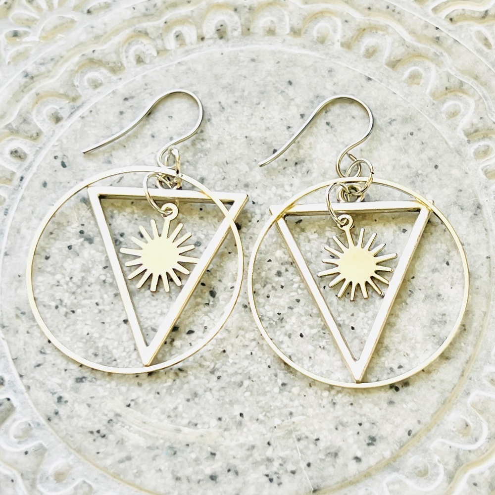 Celestial Sun Hoop Earrings - Handmade by Wandering Bunny LLC